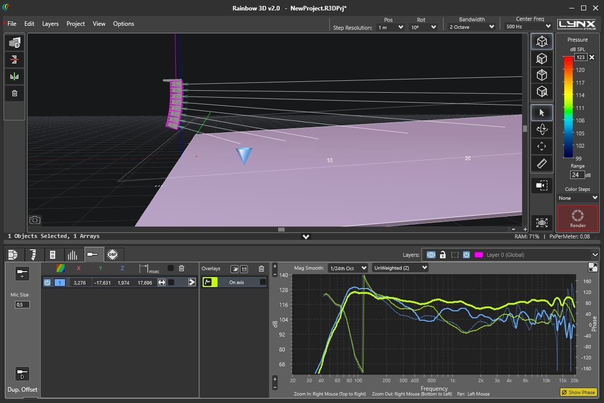 Nuevas funcionalidades de Rainbow 3D: El Software de simulación electroacústica 8 2. Capture Meas overlay 1 | Lynx Pro Audio