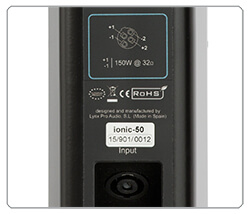 Rear panel Ionic-100 Lynx Pro Audio