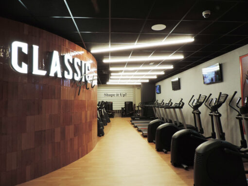 Ceiling speakers at Classic Fit Gym